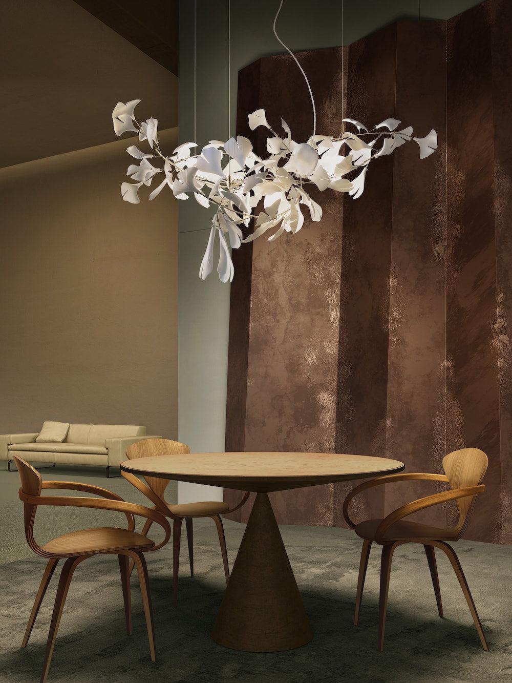 Olivia Ceramic Gingko Leaf Chandelier Organic Curves - Letslighting