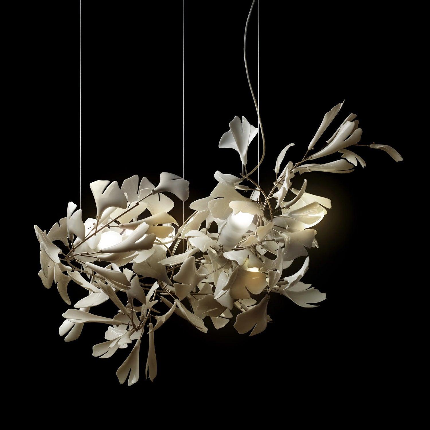Olivia Ceramic Gingko Leaf Chandelier Organic Curves - Letslighting