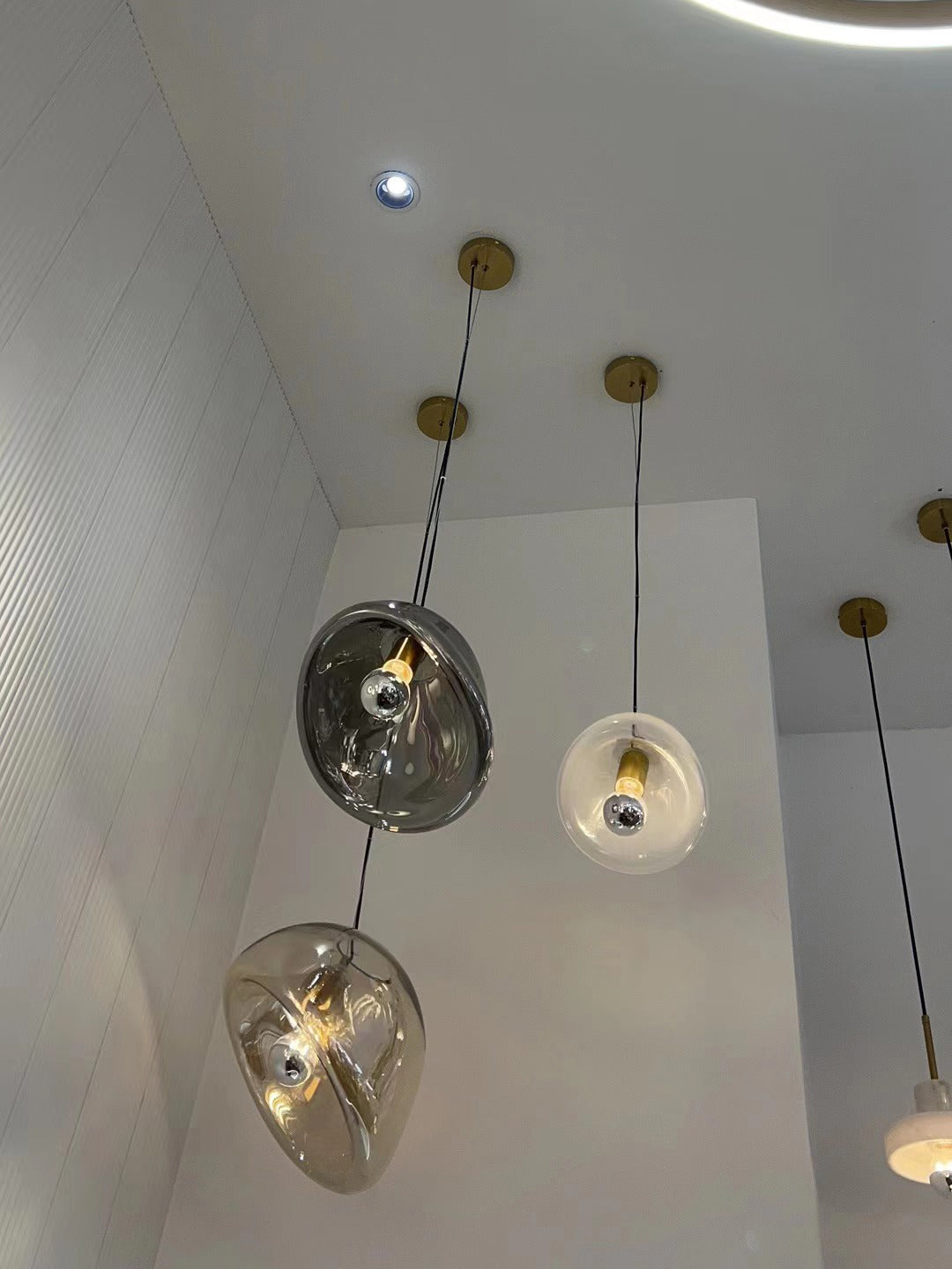 Lymara Modern Minimalist Black Glass Pendant Light - Lamp Copper