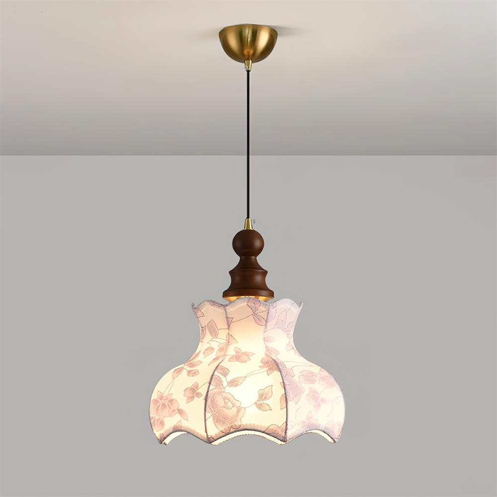 Pendant Lamp and Wood Fabric Vintage Floral Elegant - Letslighting