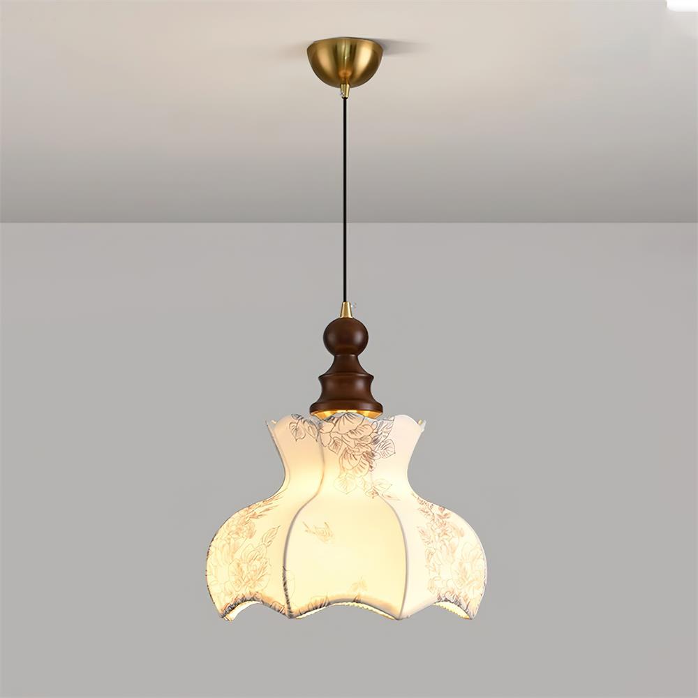 Pendant Lamp and Wood Fabric Vintage Floral Elegant - Letslighting
