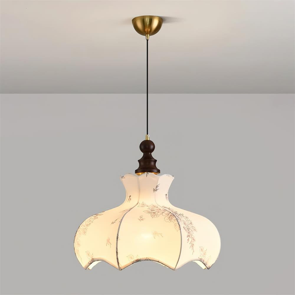 Pendant Lamp and Wood Fabric Vintage Floral Elegant - Letslighting