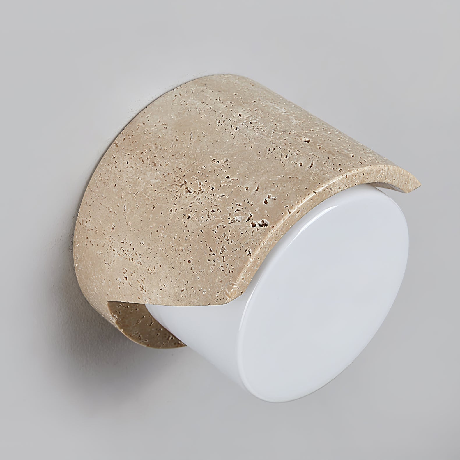 Linus Naturel Travertin Bois Suspension Lampe