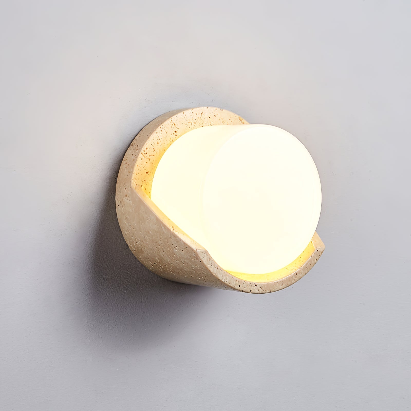 Linus Naturel Travertin Bois Suspension Lampe