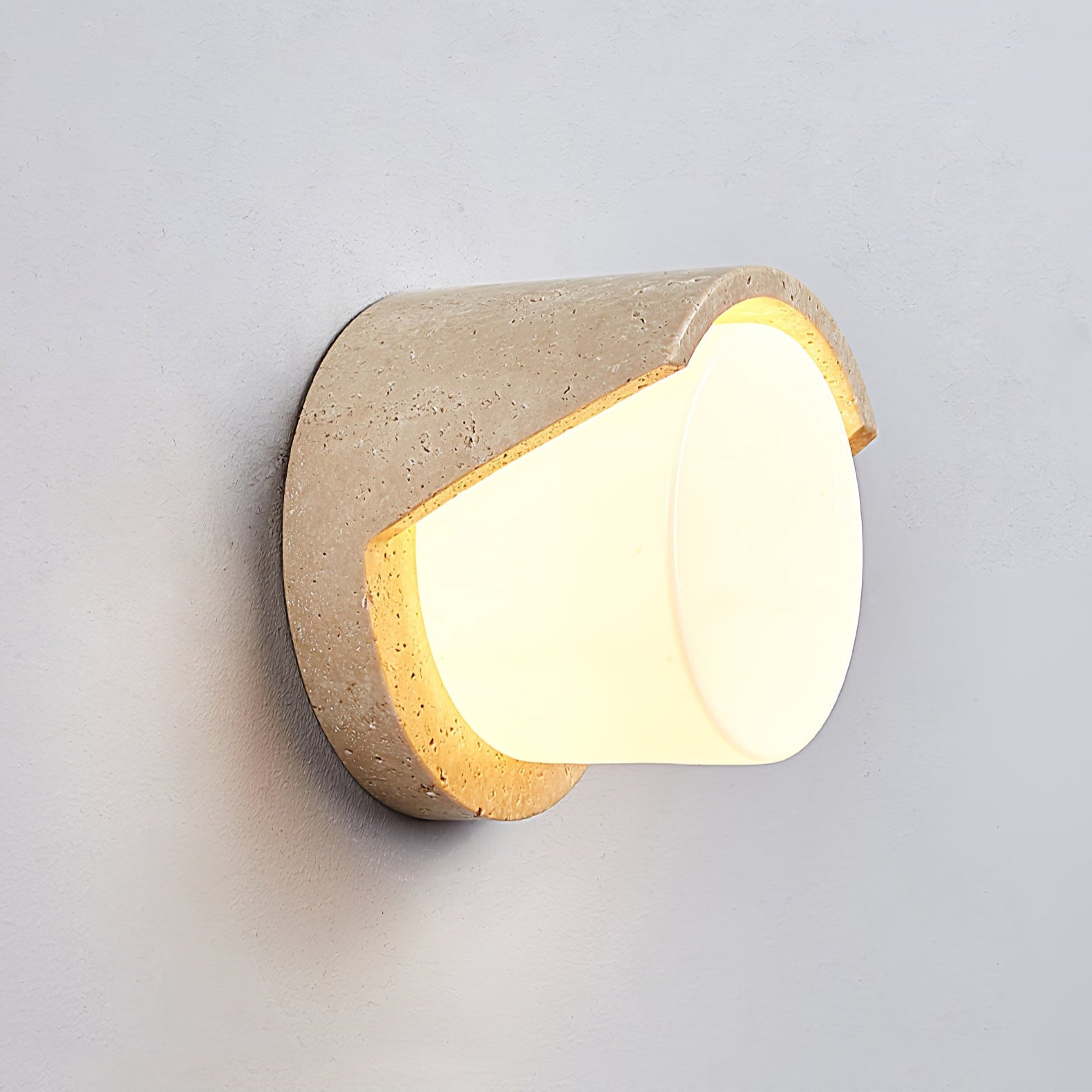 Linus Naturel Travertin Bois Suspension Lampe