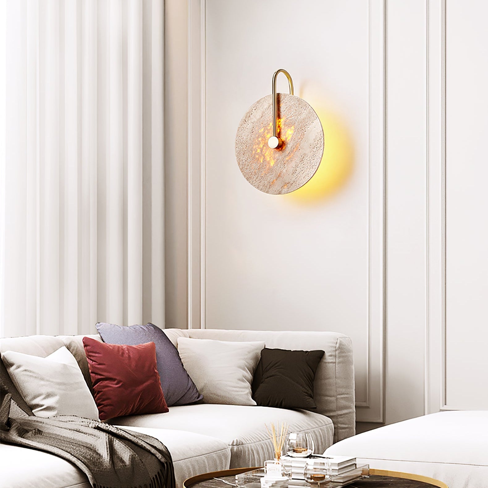 Lior Crochet Moderne Jaune Travertin Applique Murale Lampe