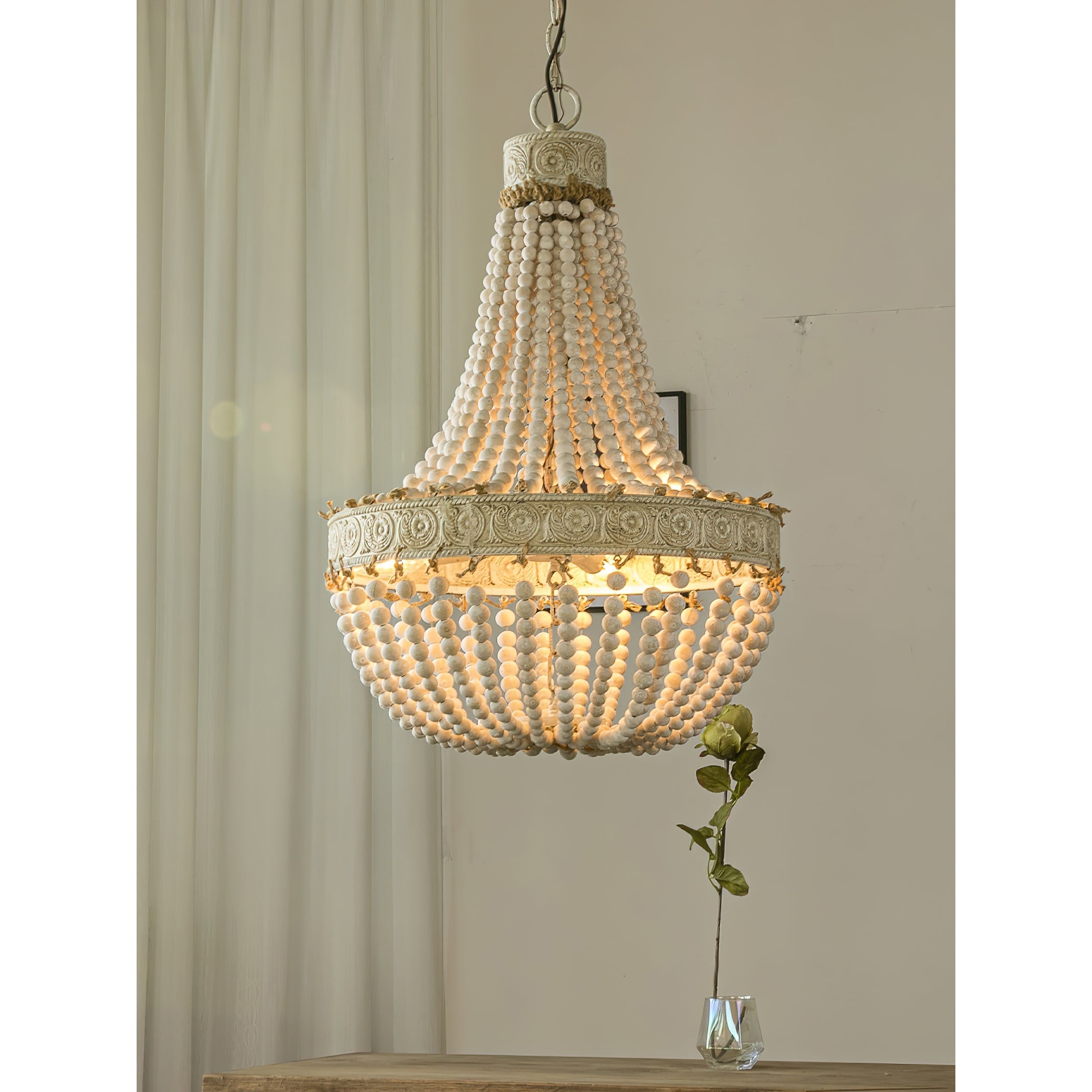 Ulvararis Postmodern Luxury Beaded Wooden Metal Chandelier - Lamp Copper