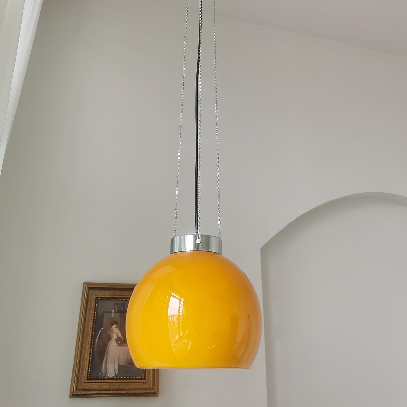 Valentina Globe LED Suspension Jaune Métal Verre Salon Chambre à Coucher