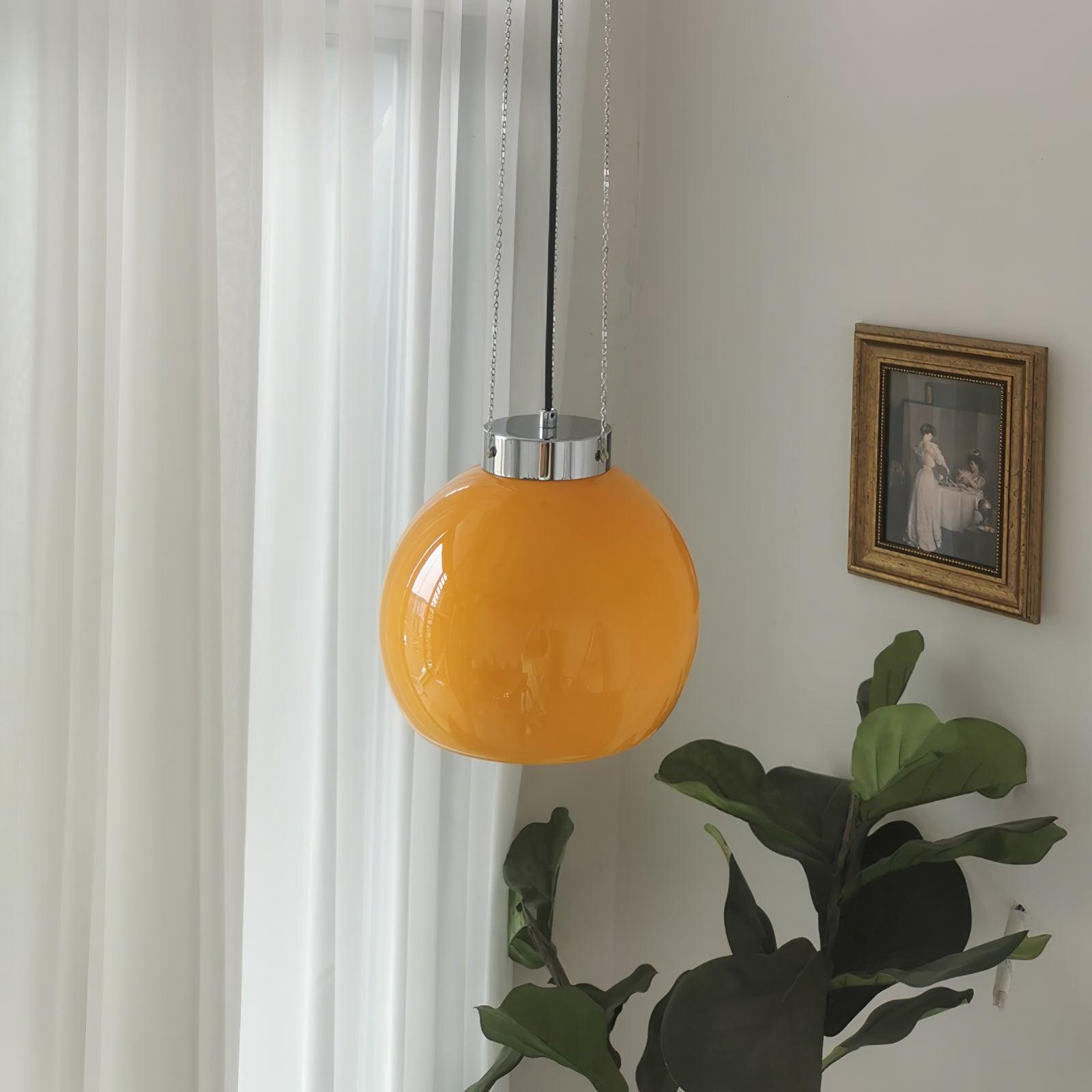 Valentina Globe LED Suspension Jaune Métal Verre Salon Chambre à Coucher