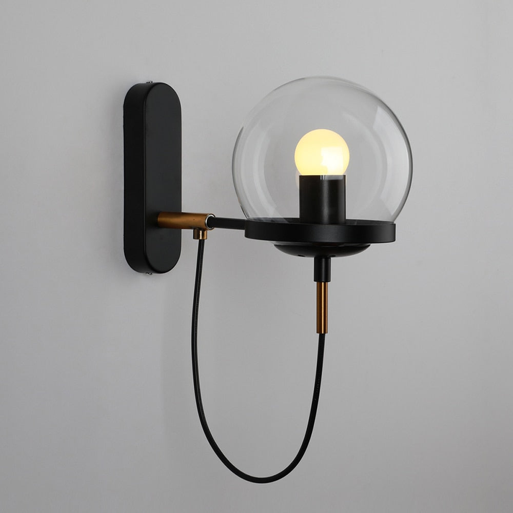 Silva Applique Murale à Ampoule LED Globe Rétro, Métal, Noir/Bronze, Salon