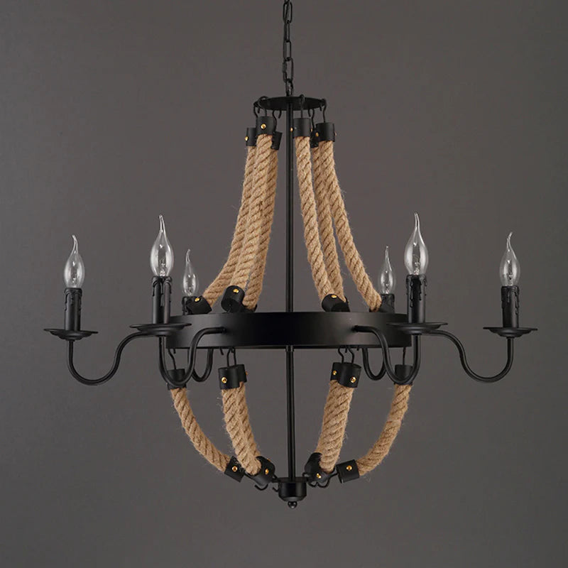 Epoch Suspension LED Industrielle Métal/Corde Noir Salon/Bar