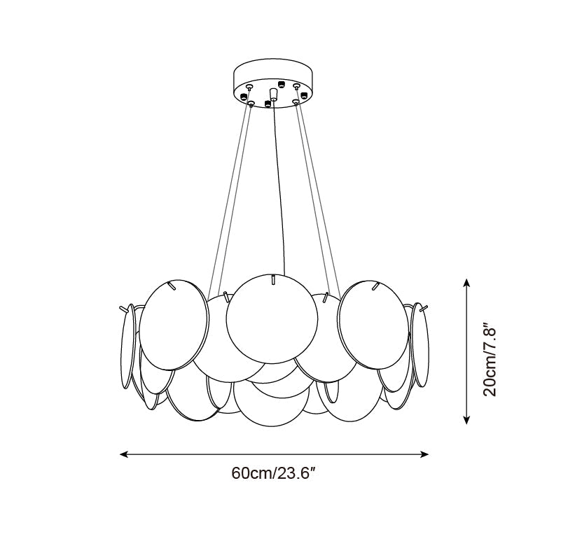 Loire Chandelier Iridescent Pink Glass Disc Halo - Letslighting