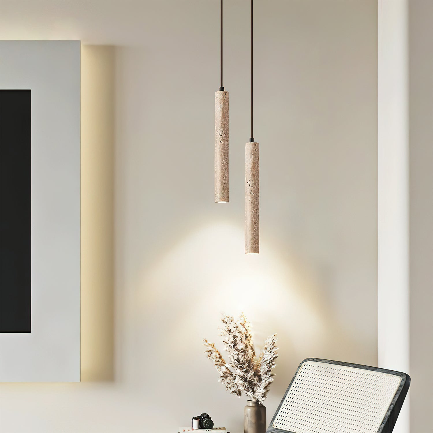 Olvynarae Cylindrical Travertine Pendant Light - Letslighting