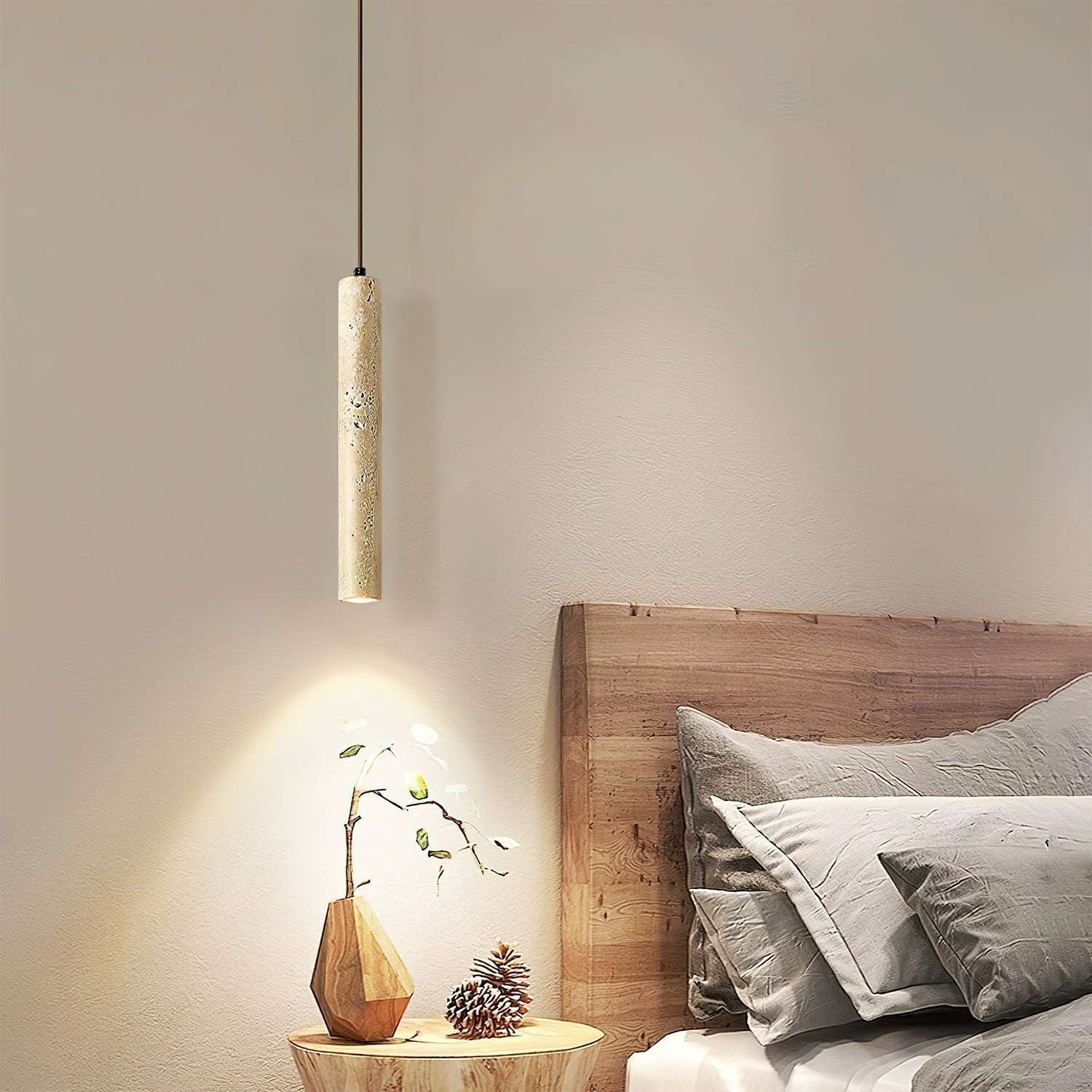 Olvynarae Cylindrical Travertine Pendant Light - Letslighting