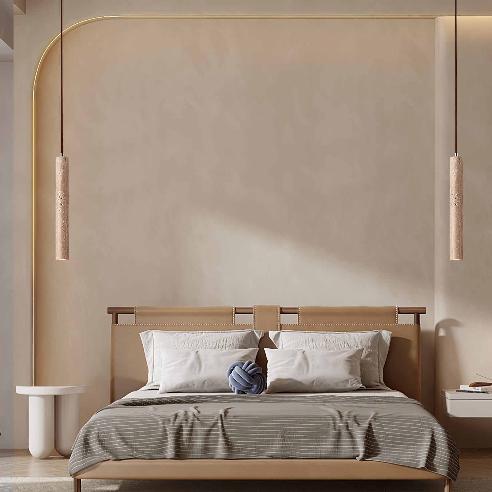 Olvynarae Cylindrical Travertine Pendant Light - Letslighting