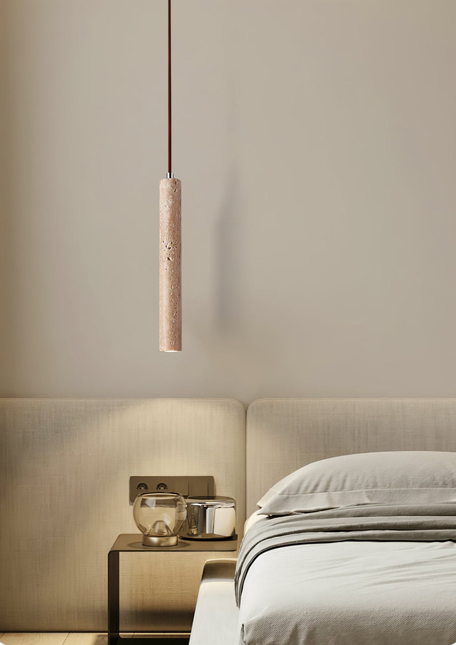 Olvynarae Cylindrical Travertine Pendant Light - Letslighting