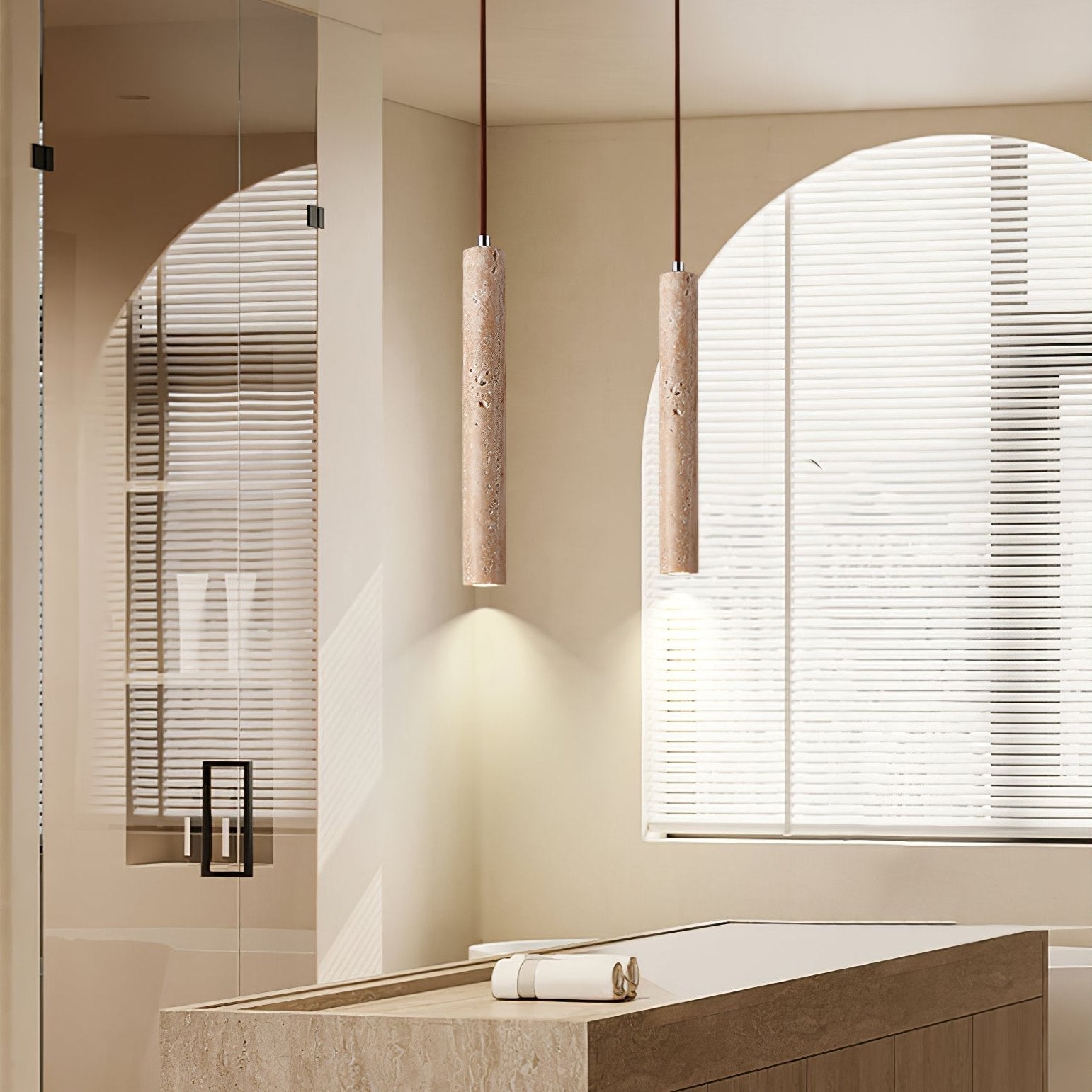 Olvynarae Cylindrical Travertine Pendant Light - Letslighting