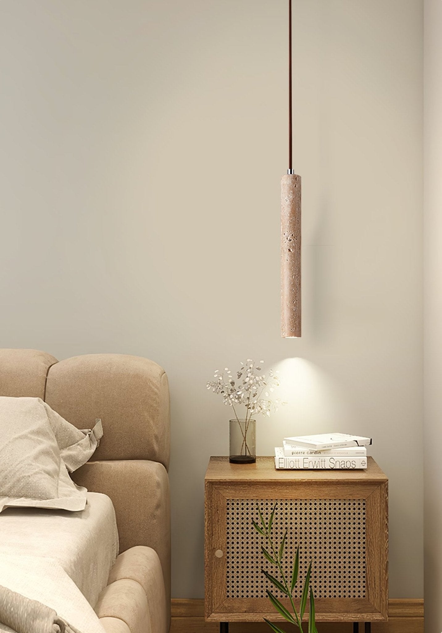 Olvynarae Cylindrical Travertine Pendant Light - Letslighting