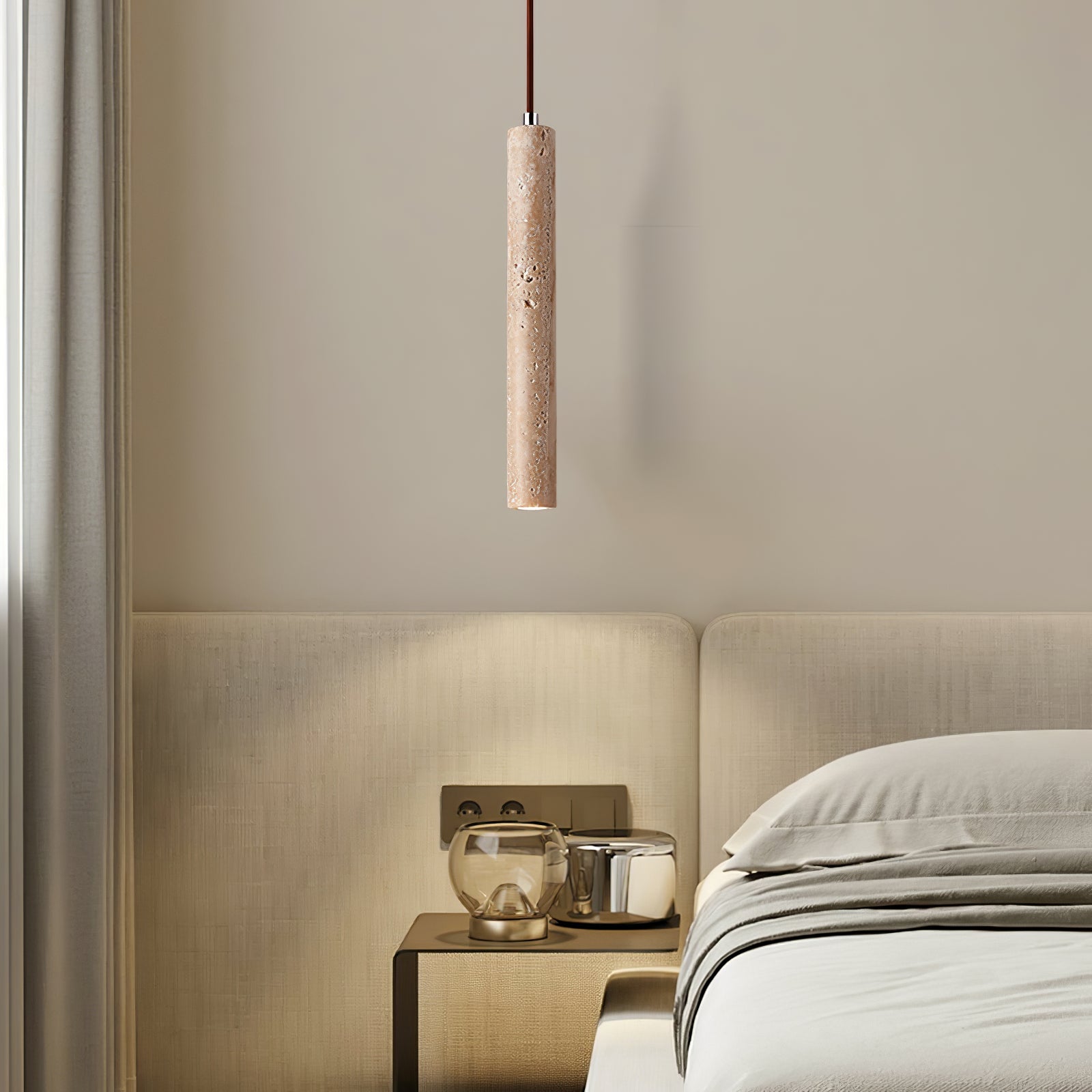 Olvynarae Cylindrical Travertine Pendant Light - Letslighting