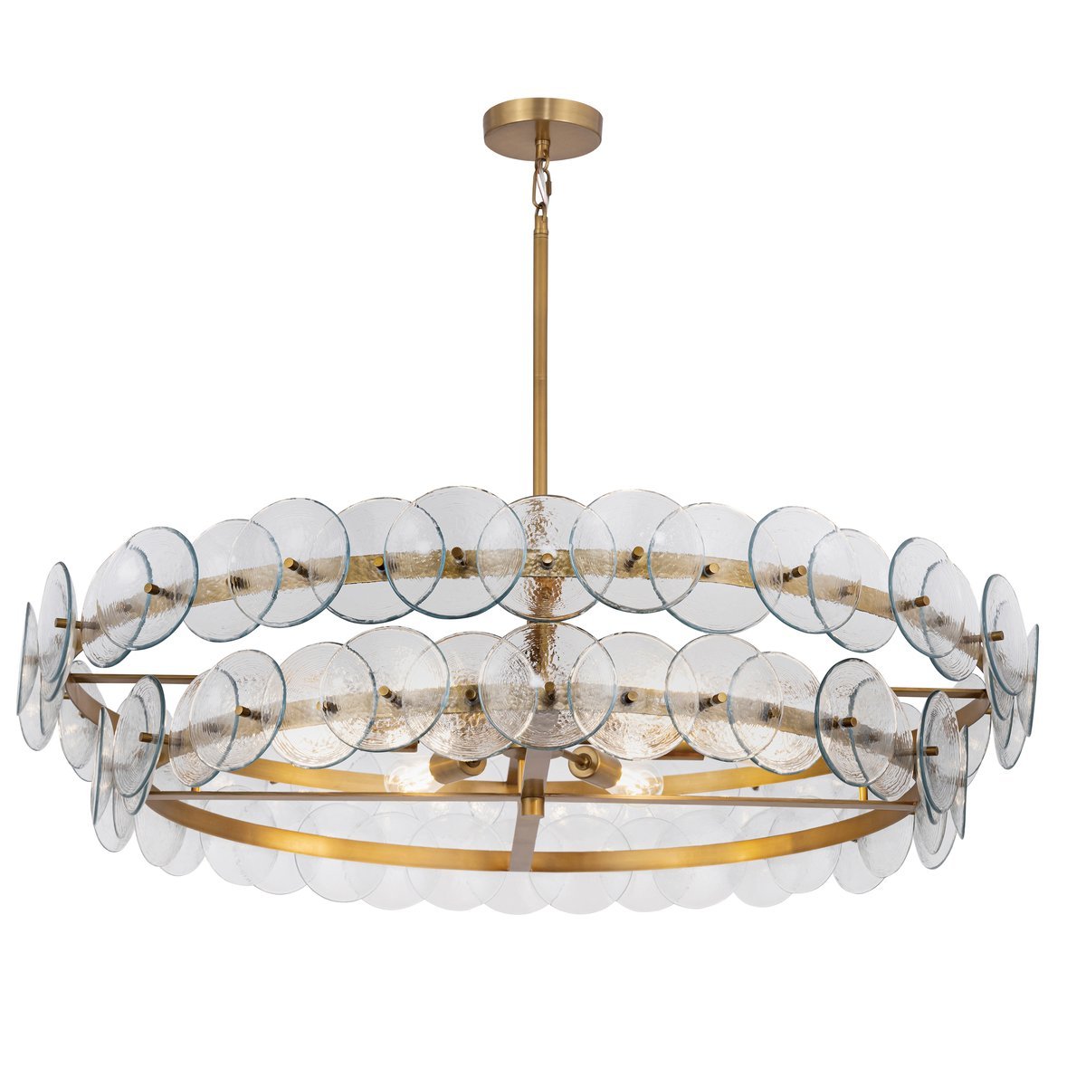 Aurora Chandelier Amber Pressed Glass Disc Round - Letslighting