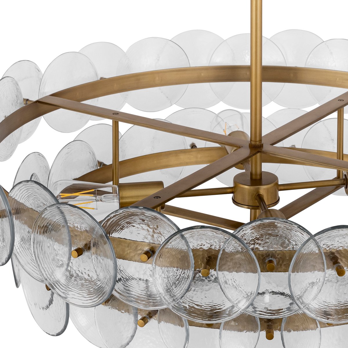 Aurora Chandelier Amber Pressed Glass Disc Round - Letslighting