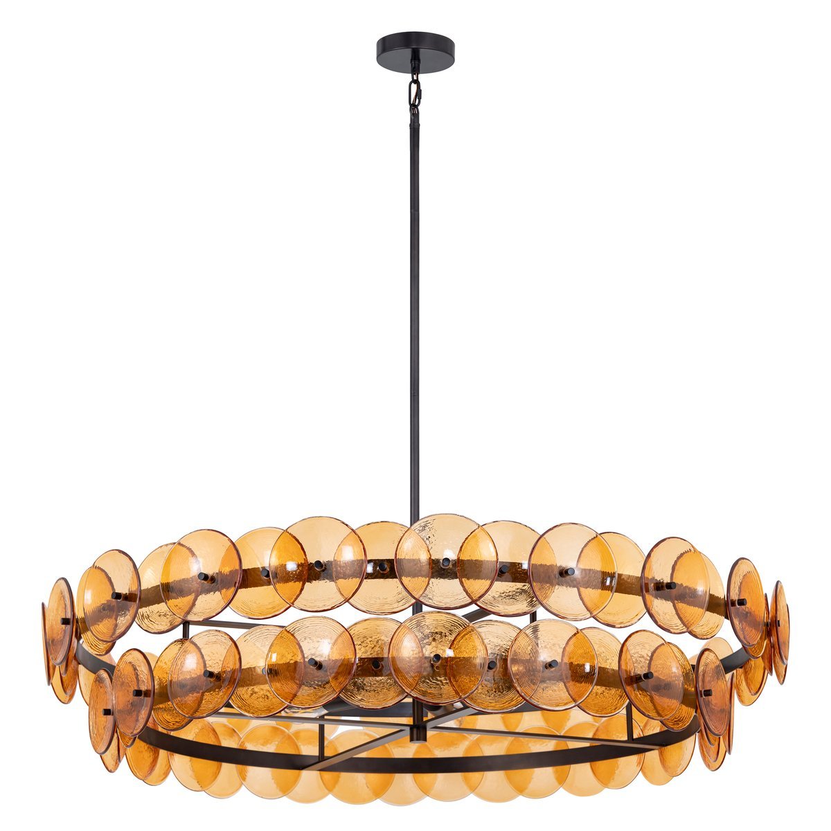 Aurora Chandelier Amber Pressed Glass Disc Round - Letslighting