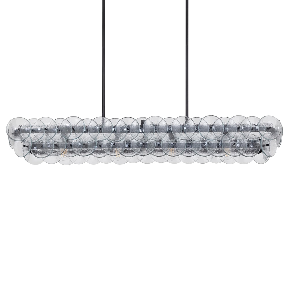 Aurora Chandelier Linear Amber Pressed Glass Disc Modern - Letslighting