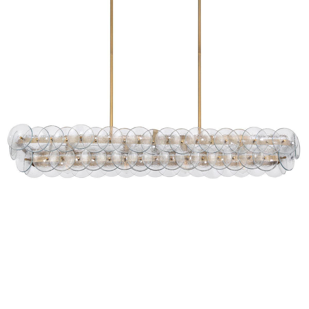 Aurora Chandelier Linear Amber Pressed Glass Disc Modern - Letslighting