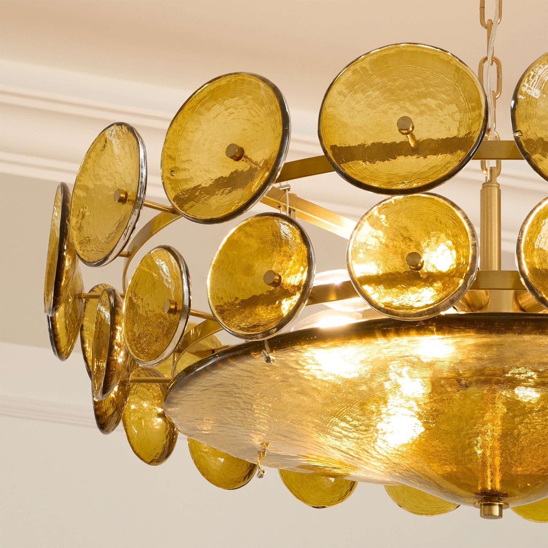 Aurora Chandelier Murano Glass Disc Vintage - Blowlighting