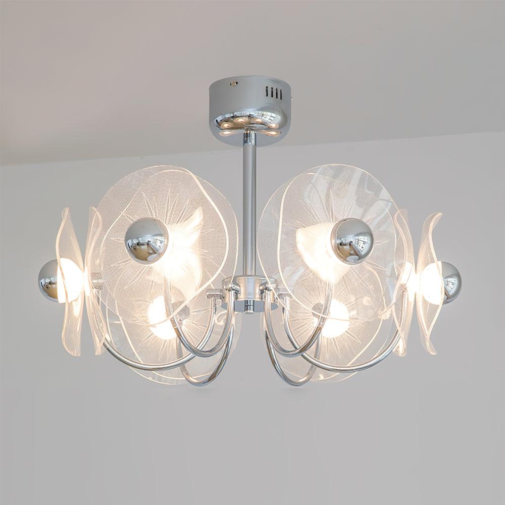 Lotus Chandelier Curved Glass Elegant Modern - Letslighting