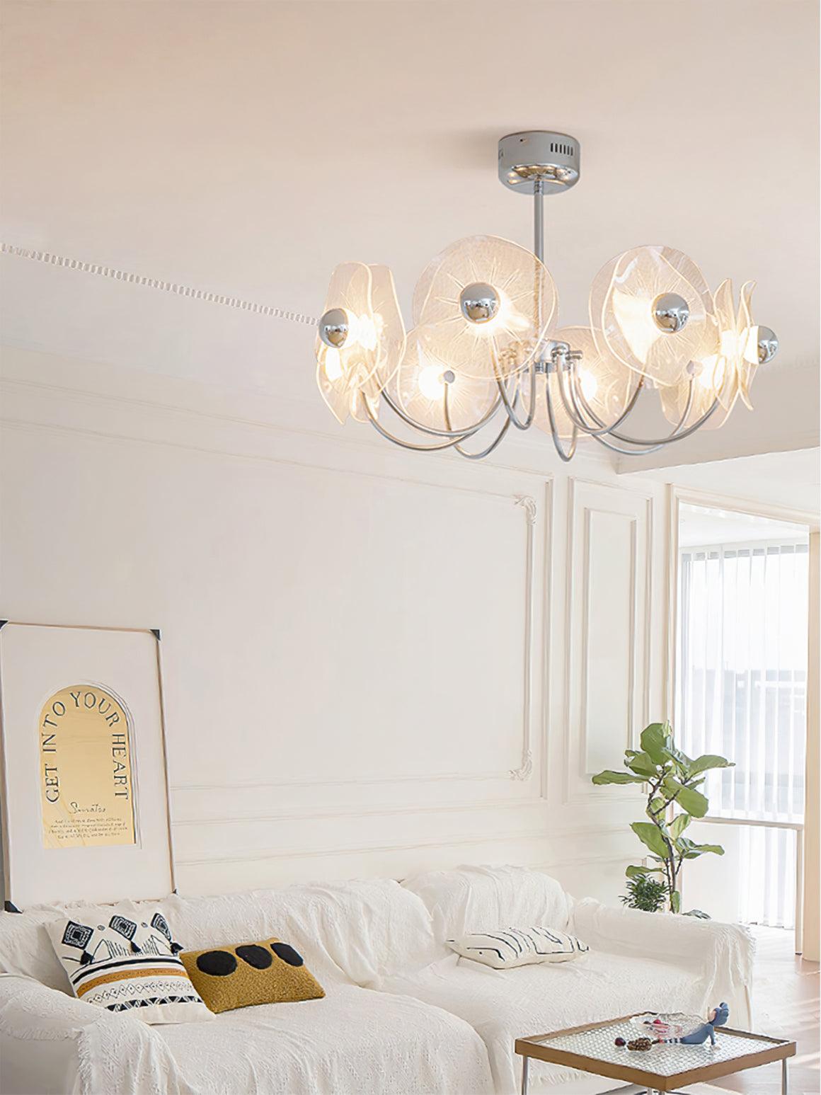 Lotus Chandelier Curved Glass Elegant Modern - Letslighting
