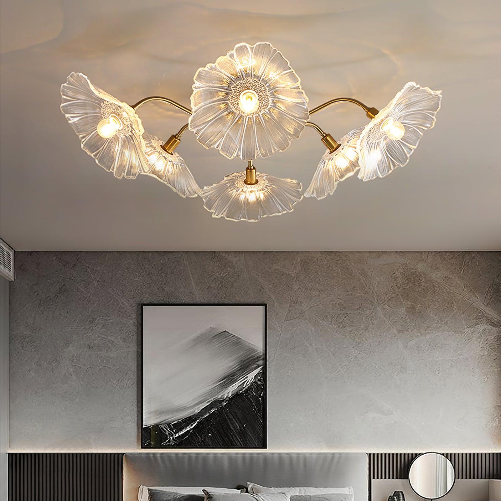 Lotus Leaf Glass Ceiling Lamp - Blowlighting