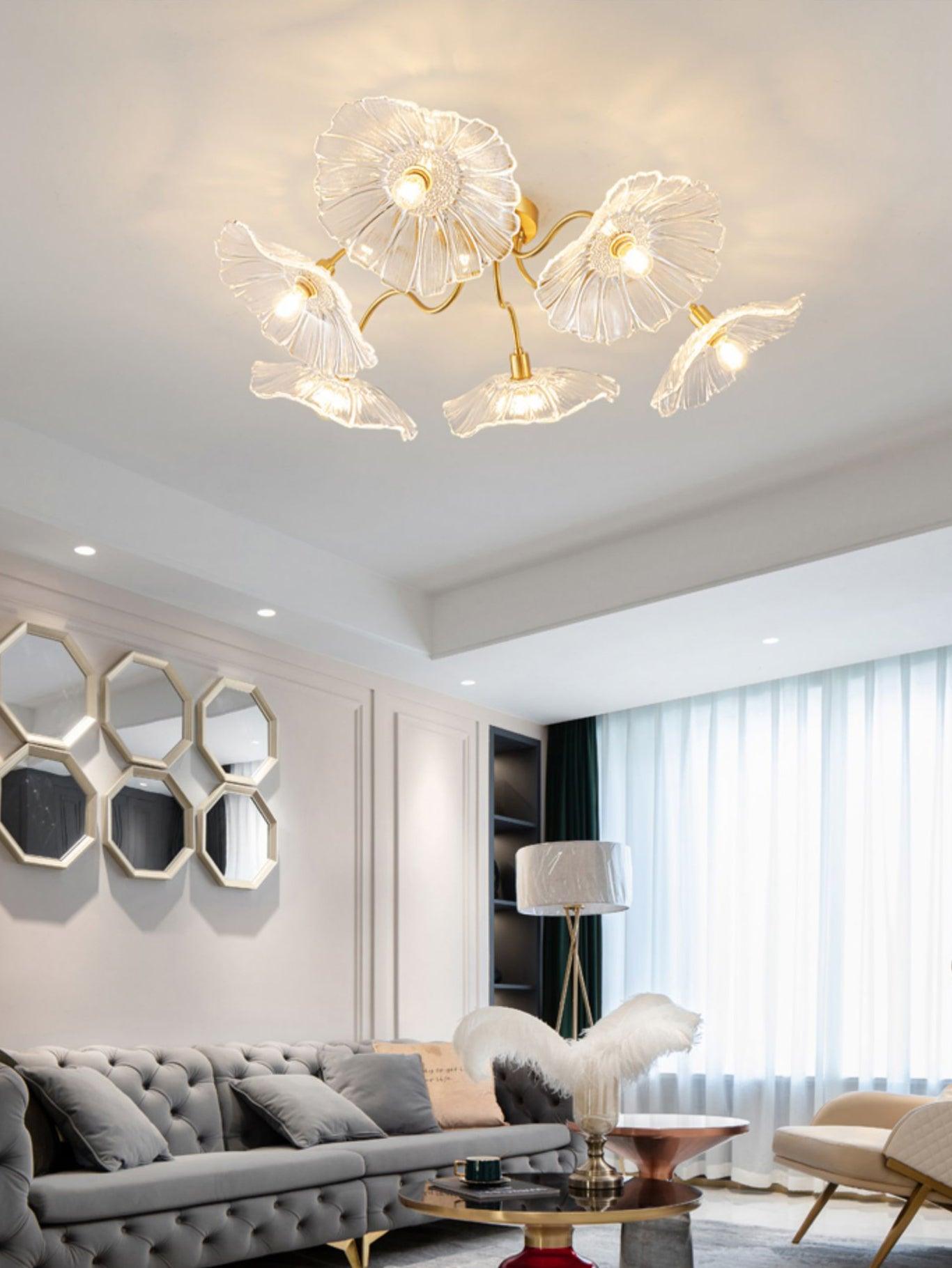 Lotus Leaf Glass Ceiling Lamp - Blowlighting