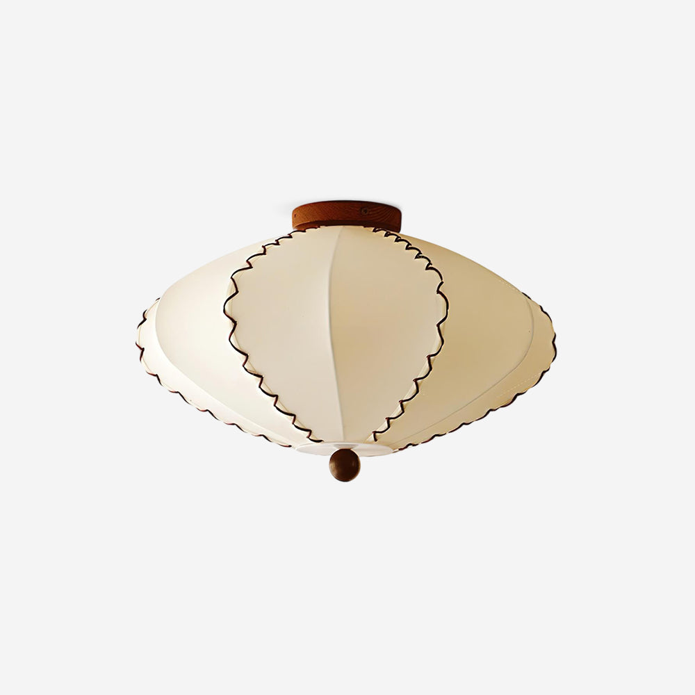 Ceiling Light Beige Fabric with Walnut Wood Accents Artistic - Letslighting
