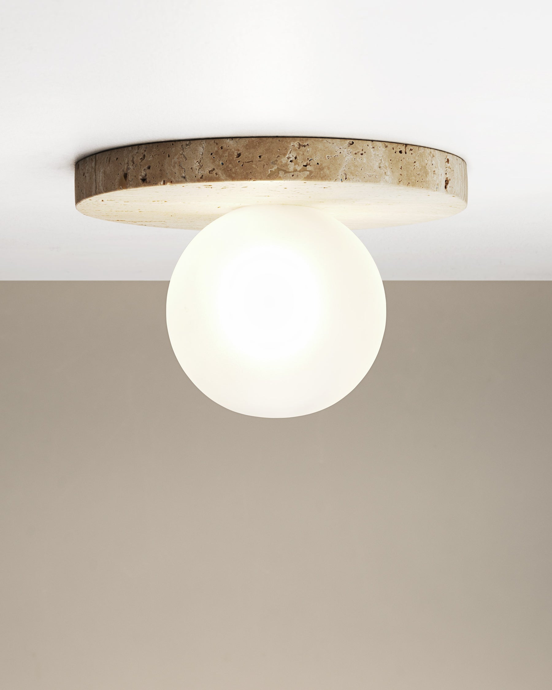 Arthaen Modern Minimalist Marble Travertine Flushmount Sconce Wall Lamp - Lamp Copper