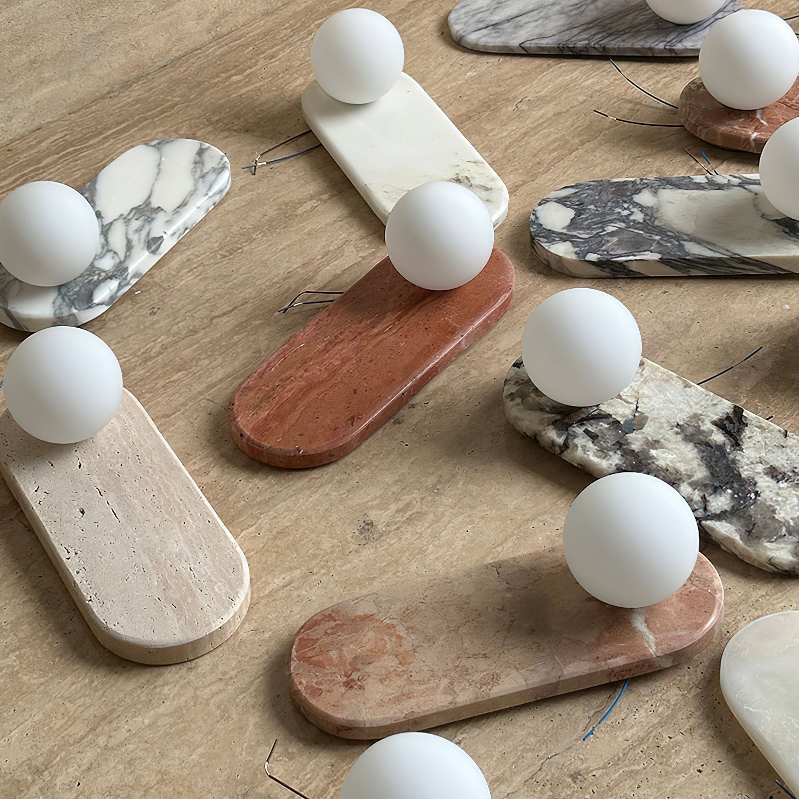 Lucie Premium Nordic Oval Marble Glass Wall Lamp - Lamp Copper