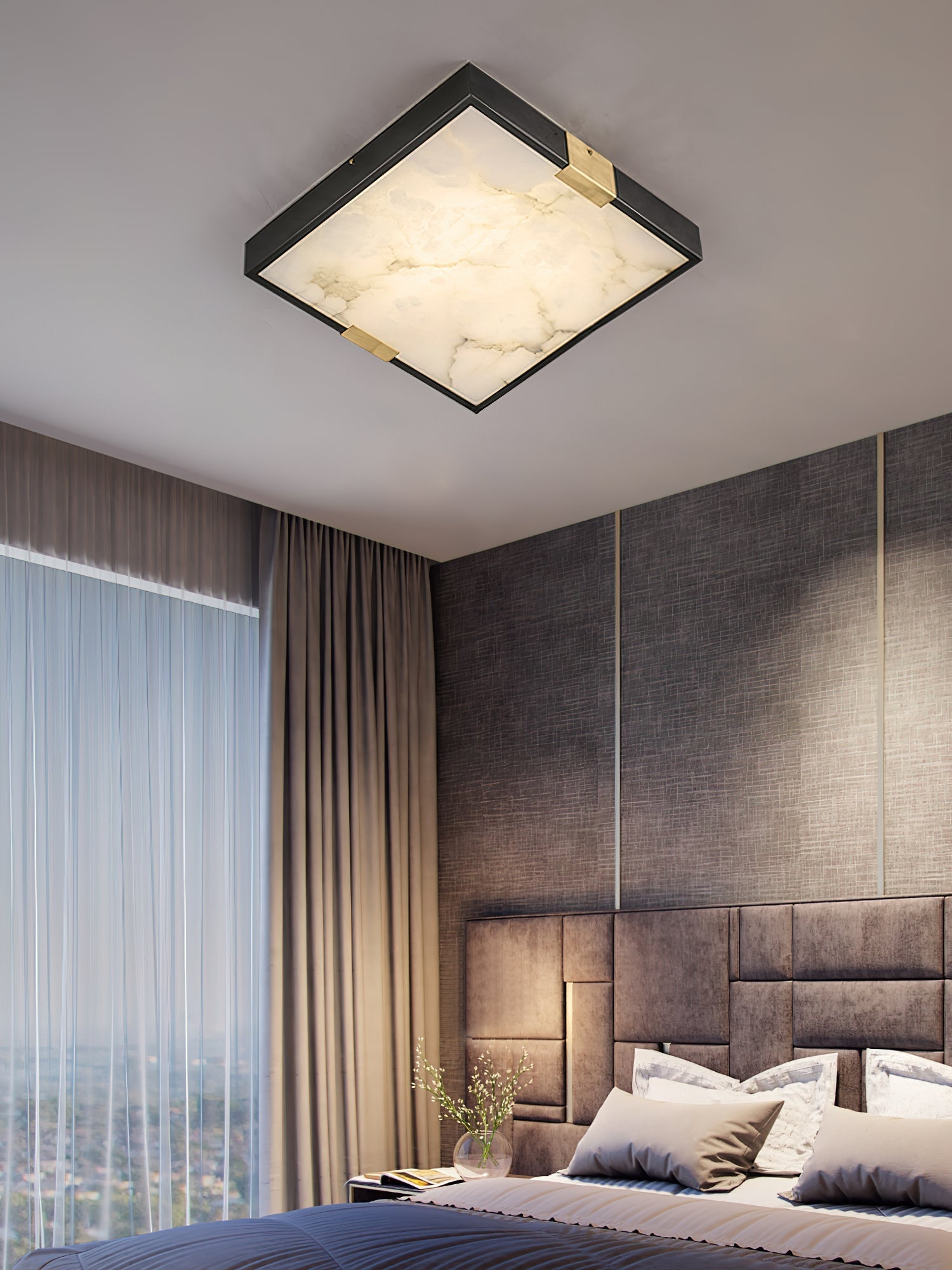 Uphaara Modern Minimalist Alabaster Ceiling Light - Lamp Copper