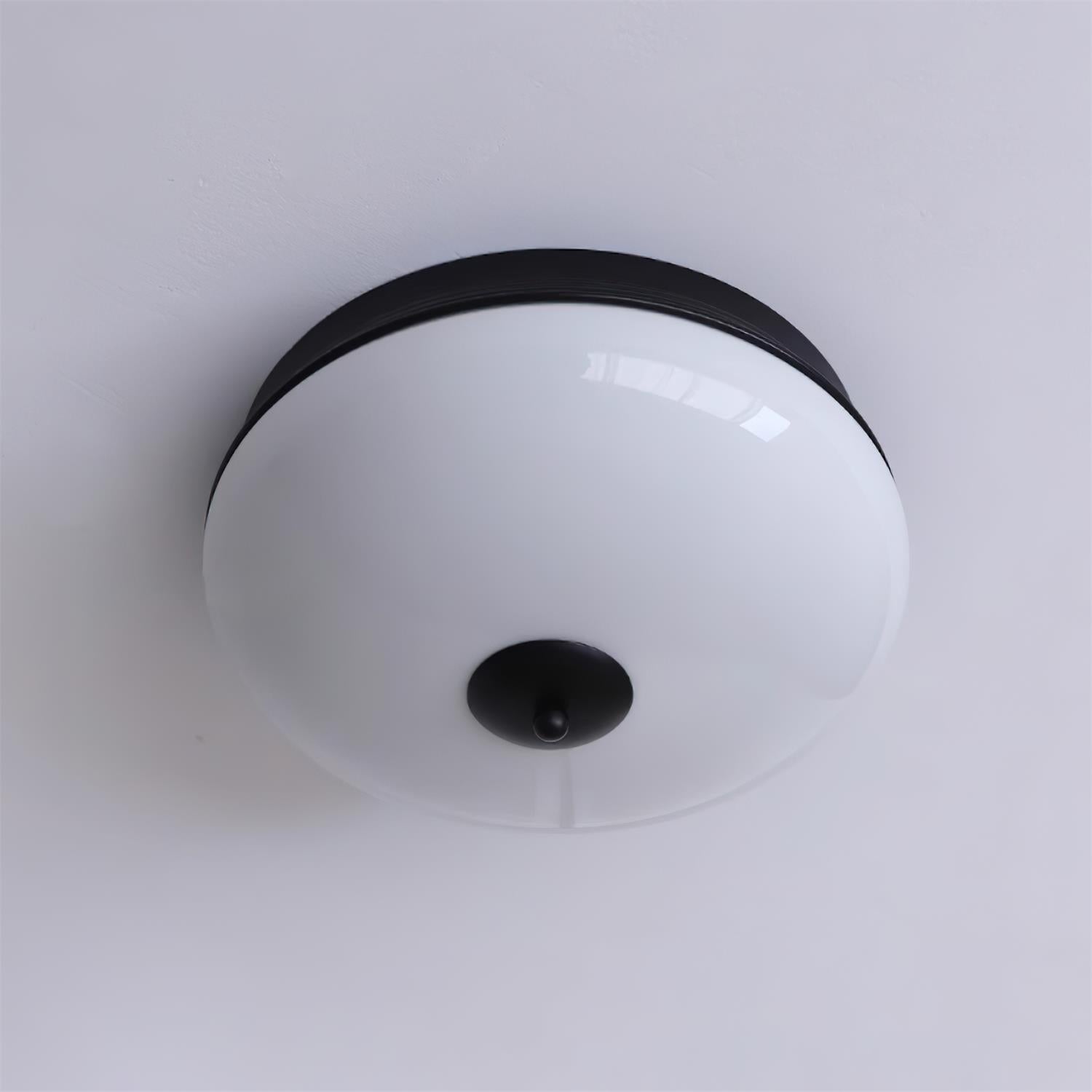 Ludo Ceiling Light Black Gold Milky Shade Round - Letslighting