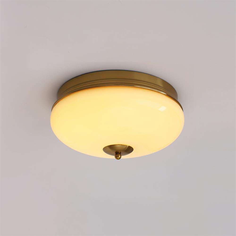 Ludo Ceiling Light Black Gold Milky Shade Round - Letslighting