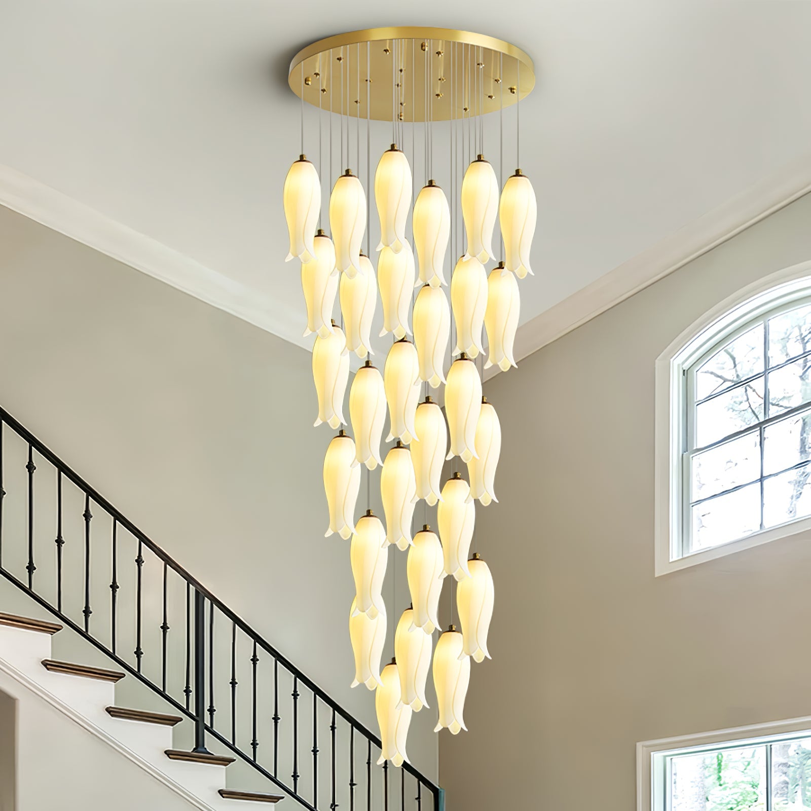 Sylirion Alabaster Brass Chandelier - Blowlighting