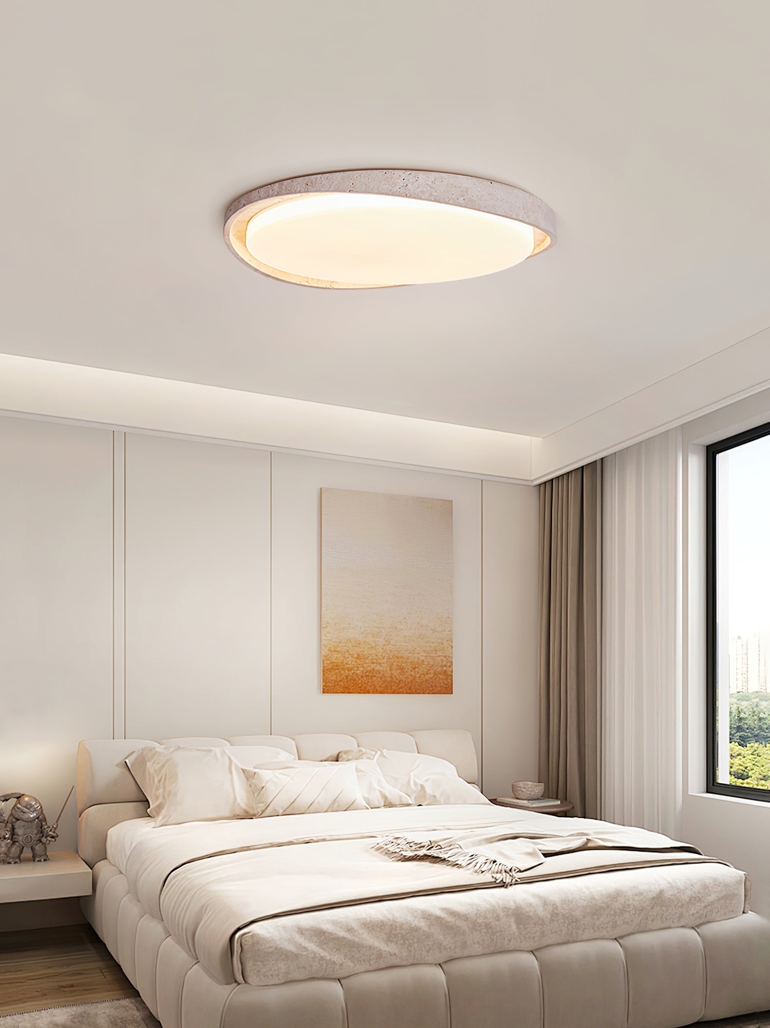 Vanoren Oval Frame Travertine Ceiling Light - Letslighting