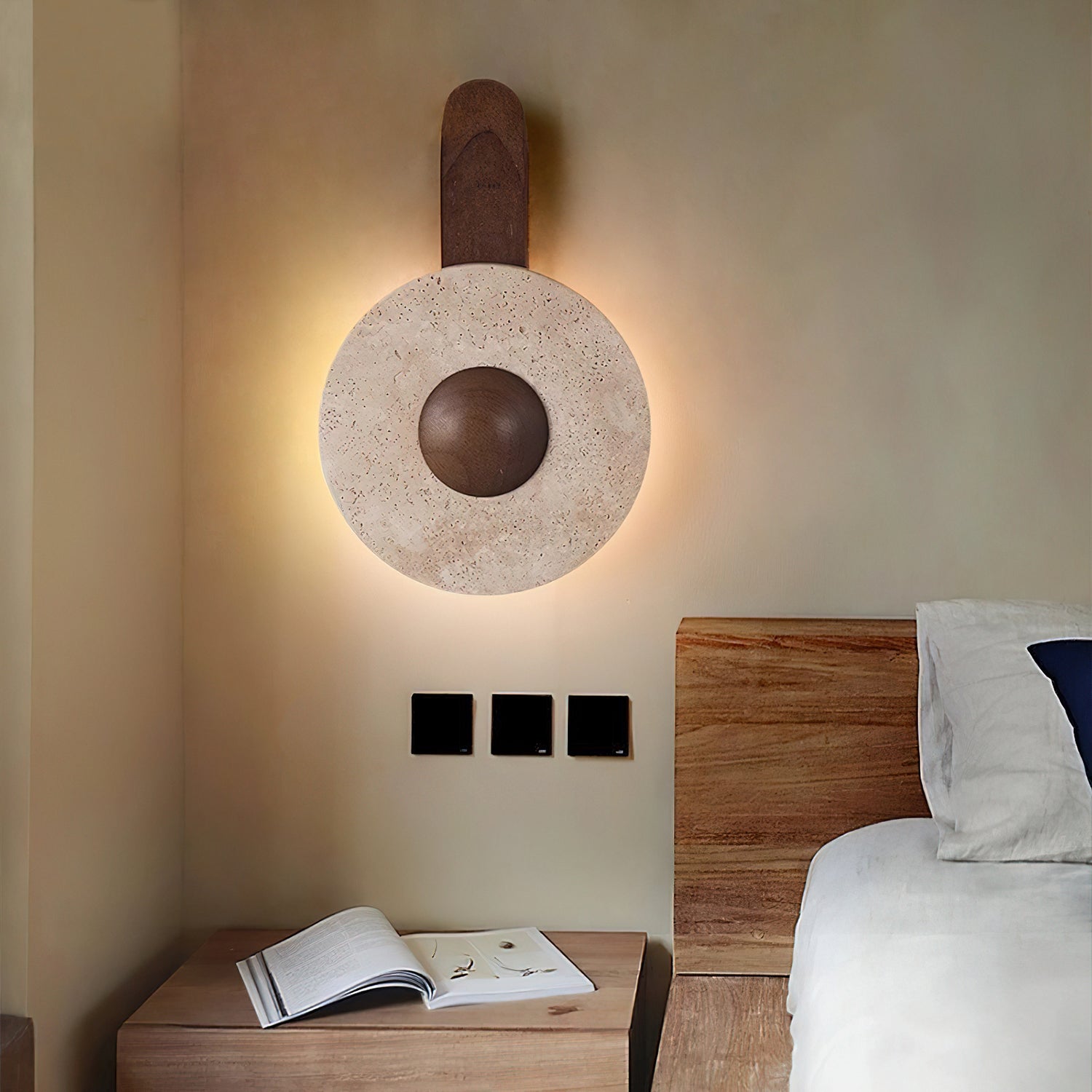 Nymarora Circular Travertine Wall Light - Letslighting
