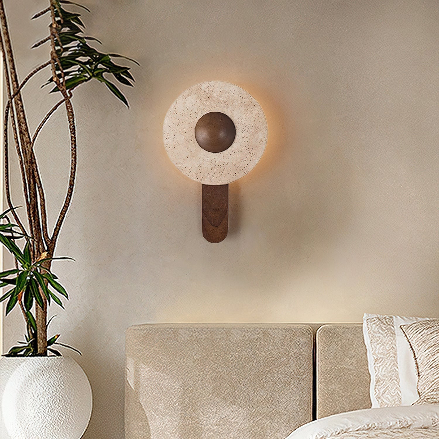 Nymarora Circular Travertine Wall Light - Letslighting
