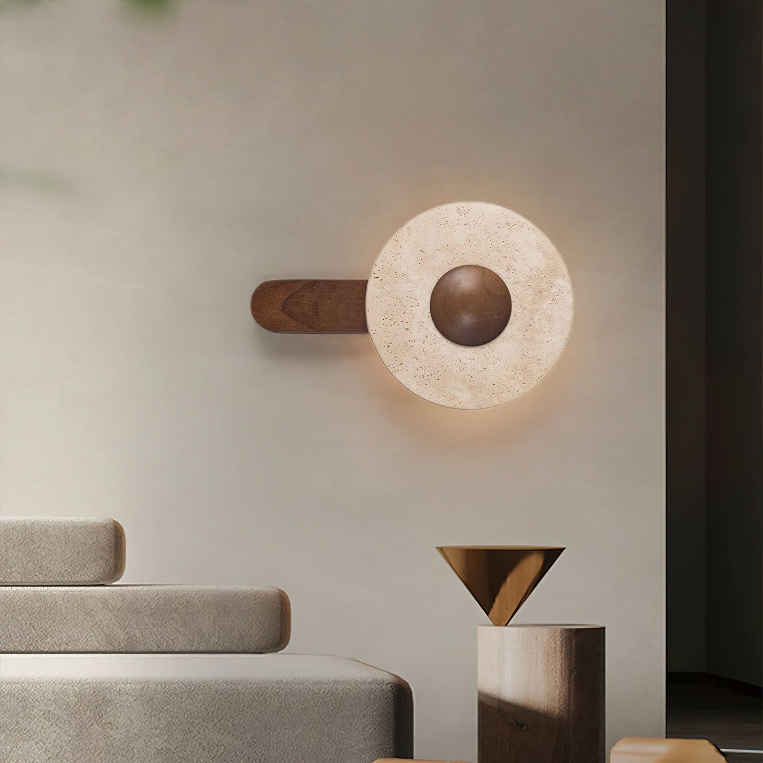Nymarora Circular Travertine Wall Light - Letslighting