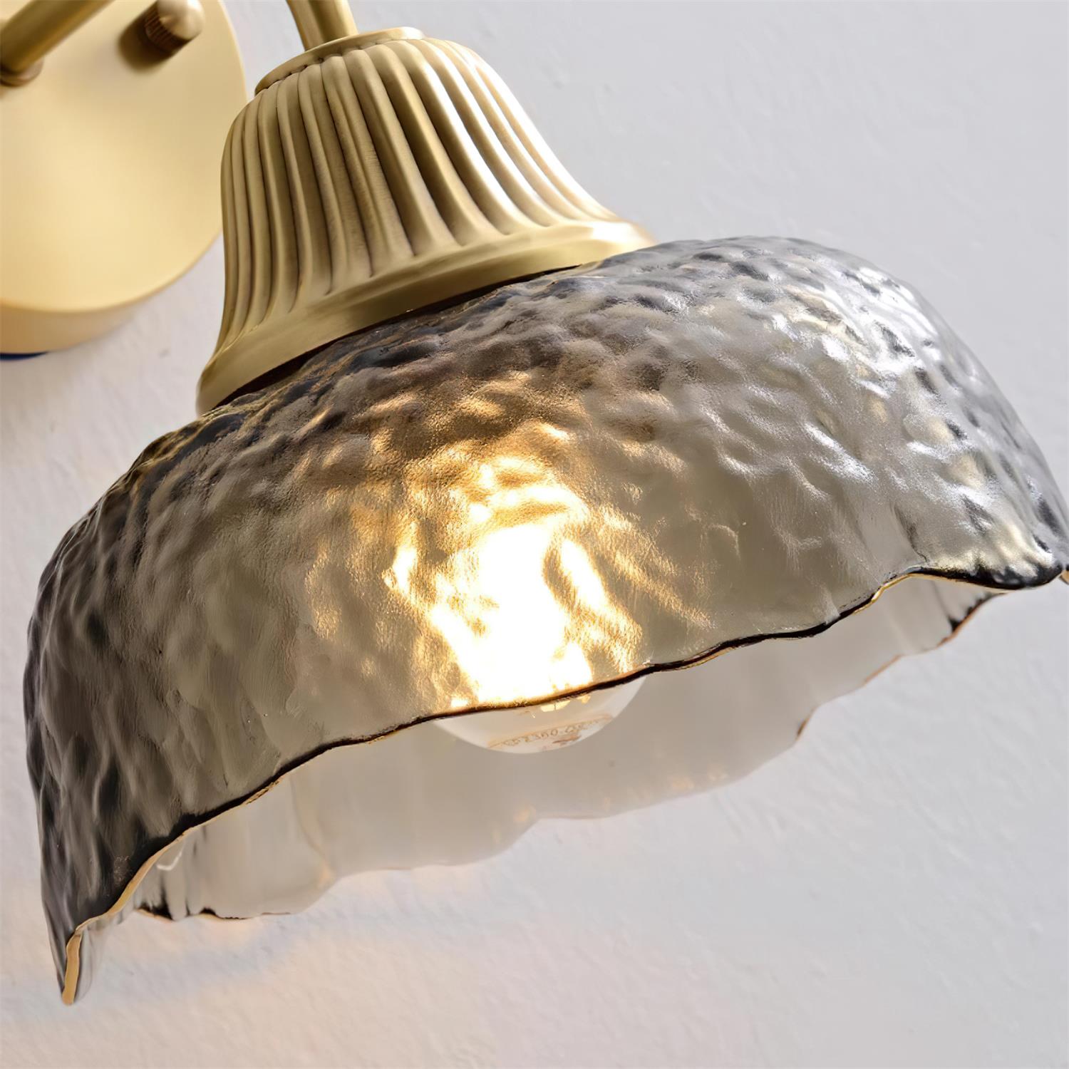 Lunara Wall Lamp with Hammered Glass Shade - Letslighting