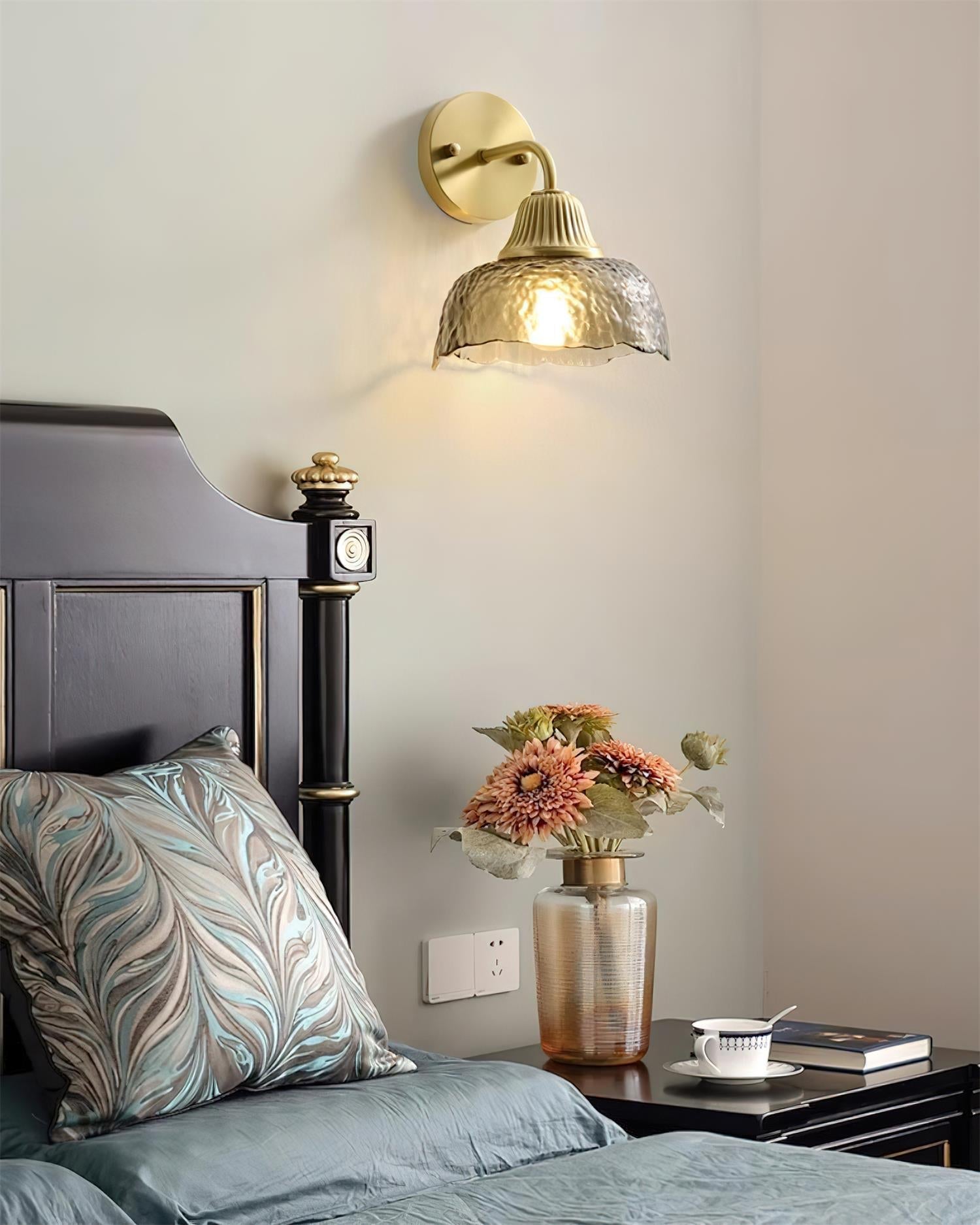 Lunara Wall Lamp with Hammered Glass Shade - Letslighting