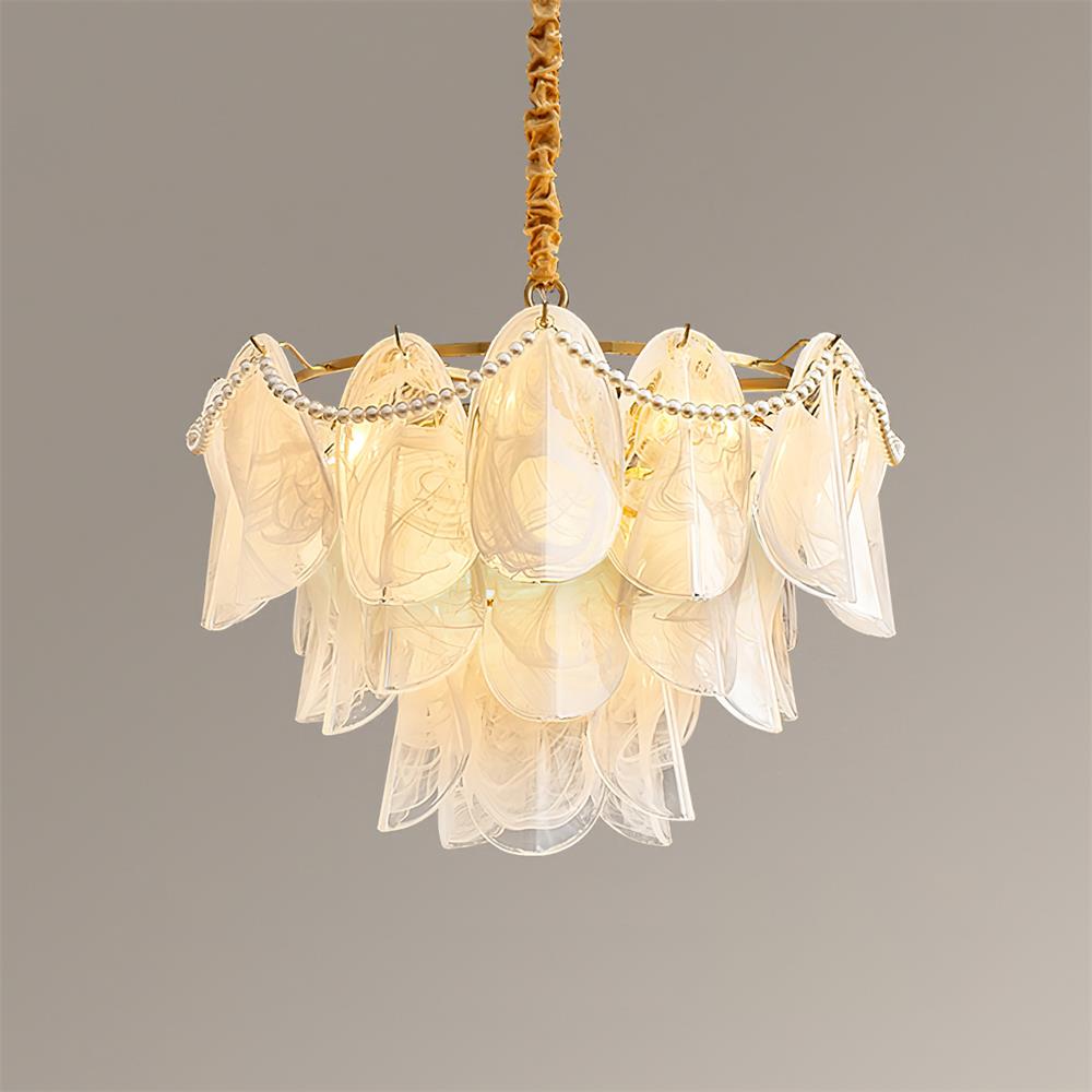 Lunaria Glass Petal Chandelier with Pearl - Letslighting