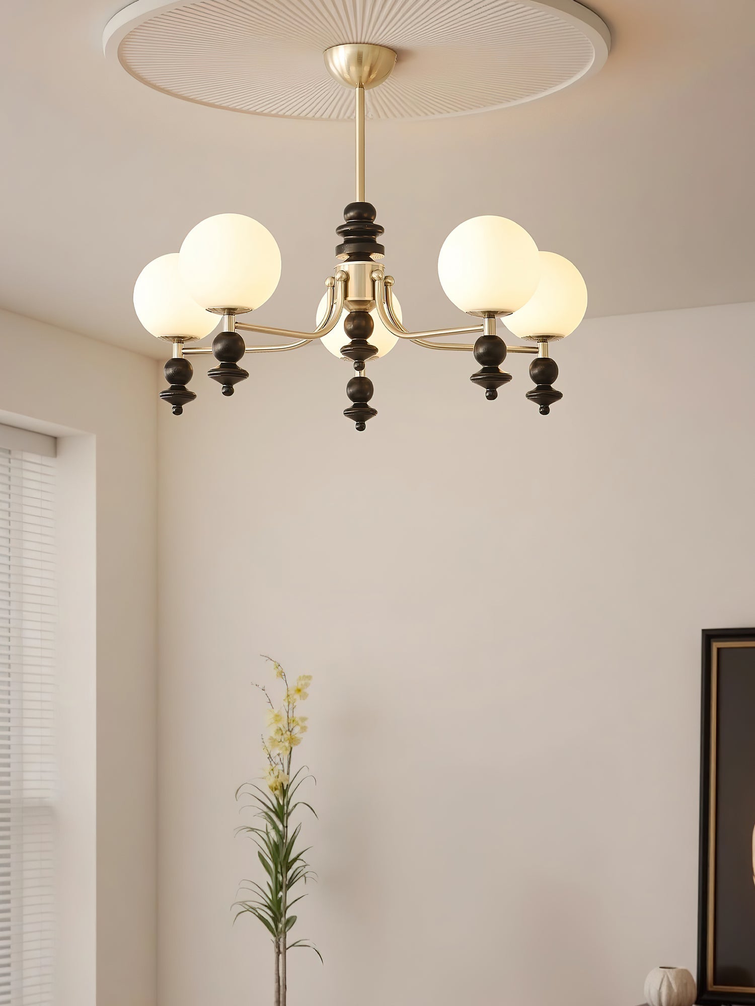 Lunaris Artistique Bois Verre Lustre