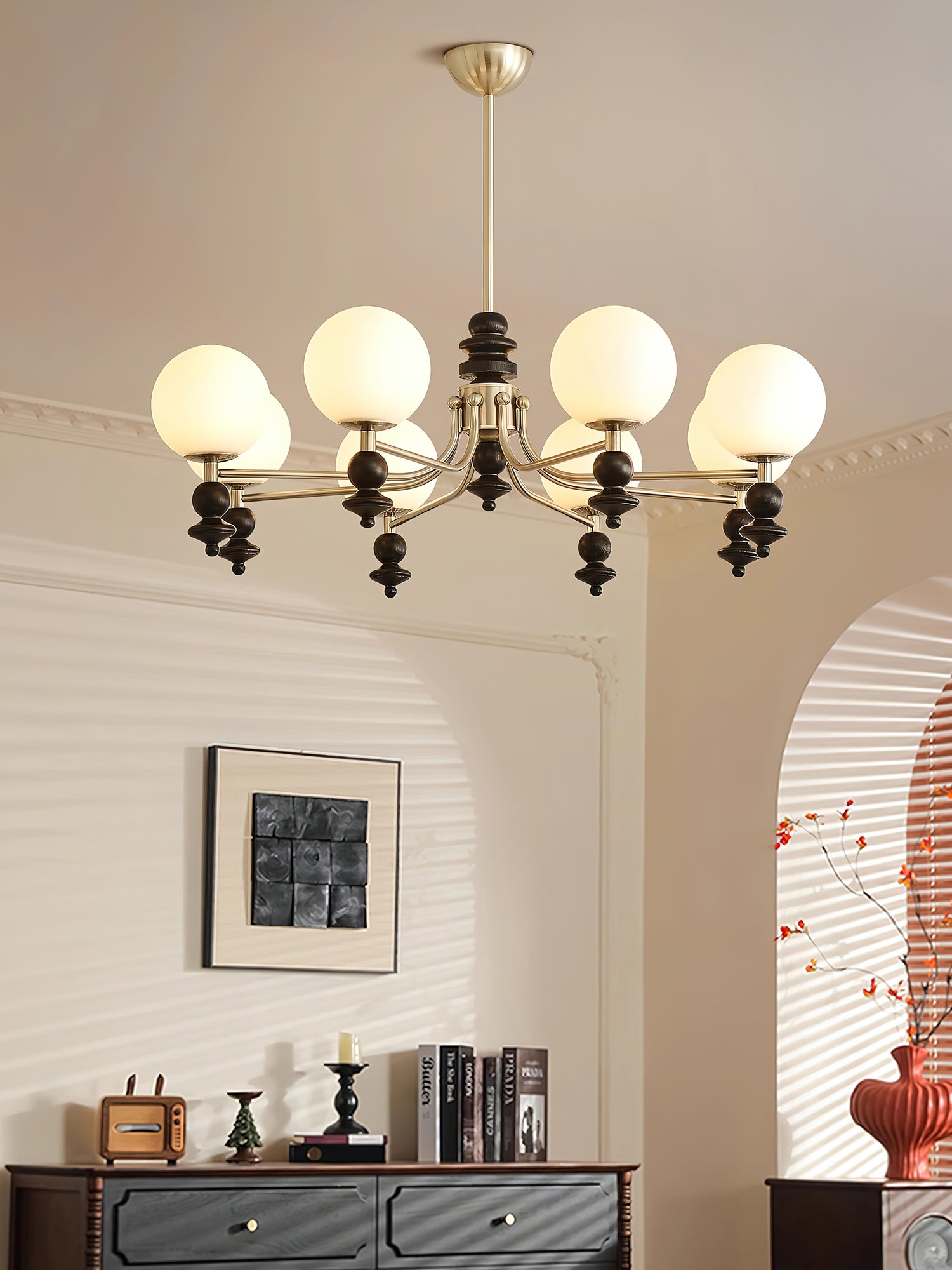 Lunaris Artistique Bois Verre Lustre