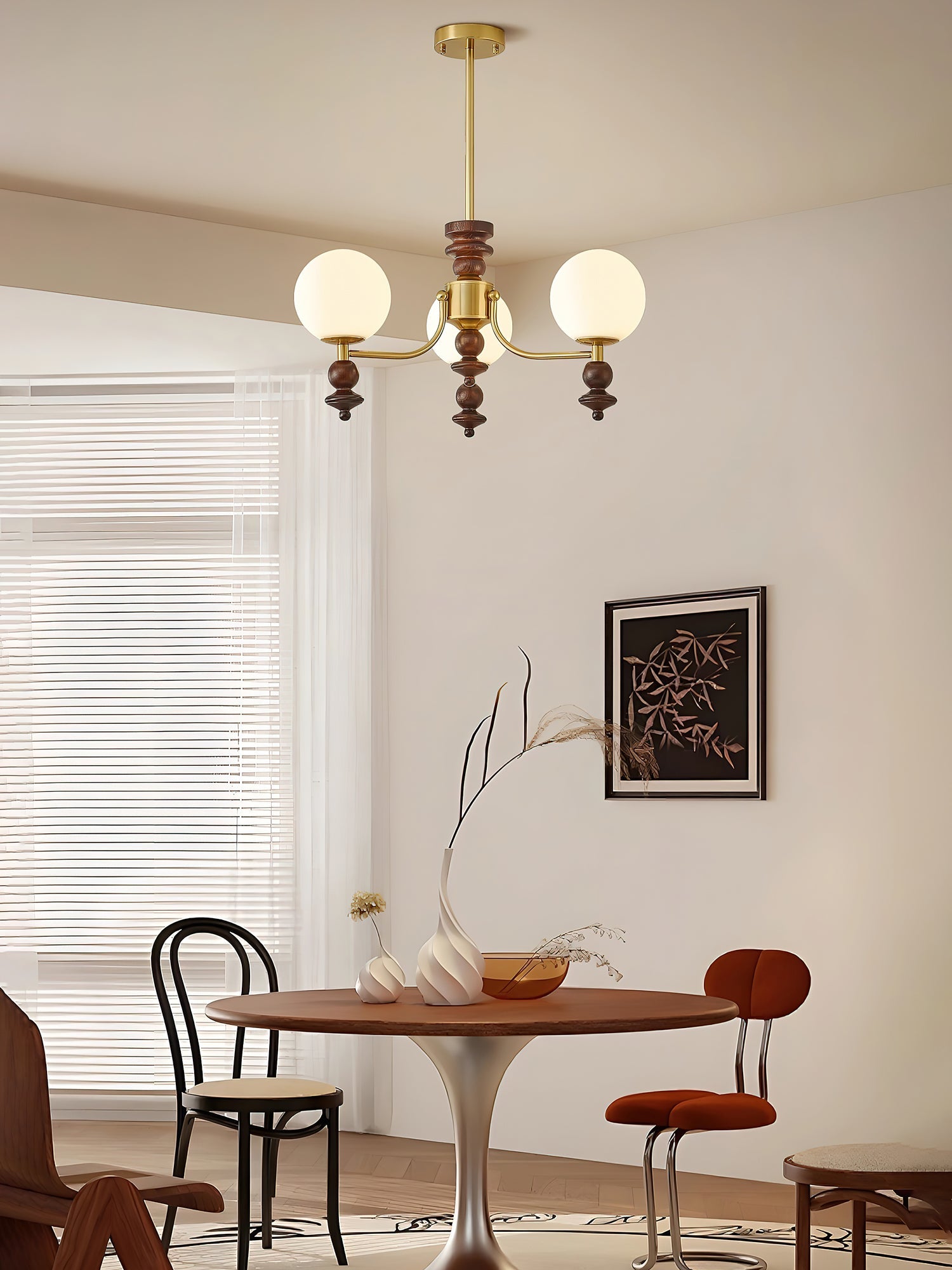 Lunaris Artistique Bois Verre Lustre